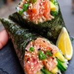 Fresh Salmon Sushi Hand Rolls First Image
