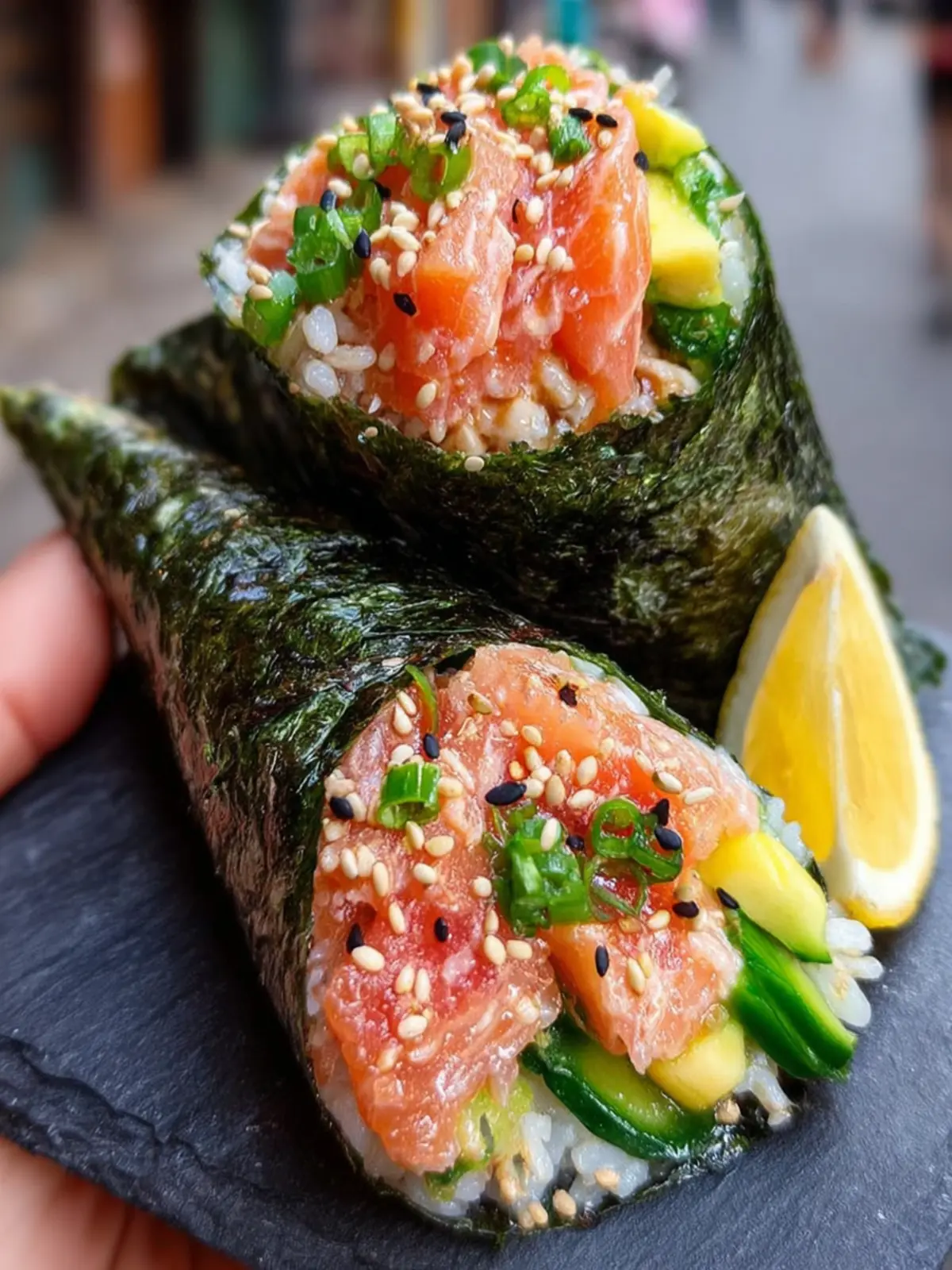 Fresh Salmon Sushi Hand Rolls First Image