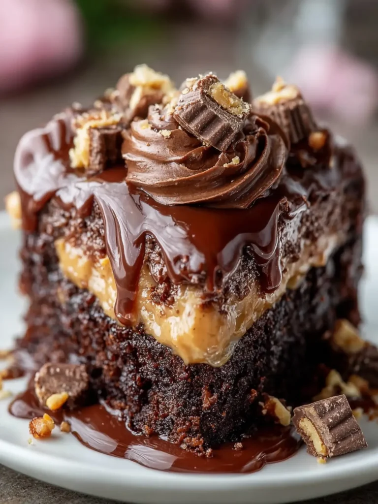 Rich Chocolate Peanut Butter Cake First Image