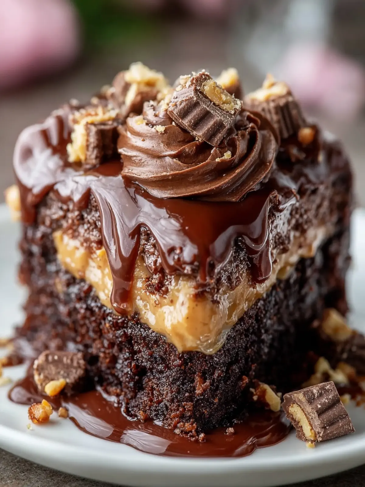 Rich Chocolate Peanut Butter Cake First Image