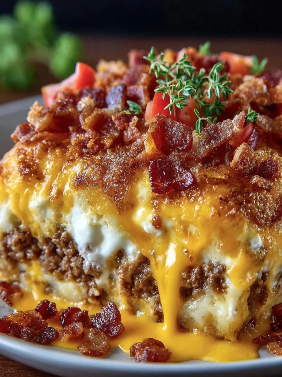 Cheesy Bacon Beef Casserole First Image