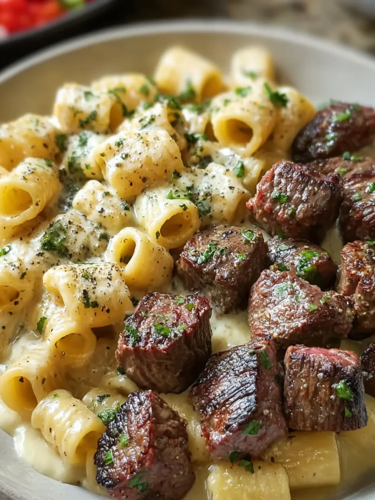 Creamy Rigatoni and Steak Bites First Image