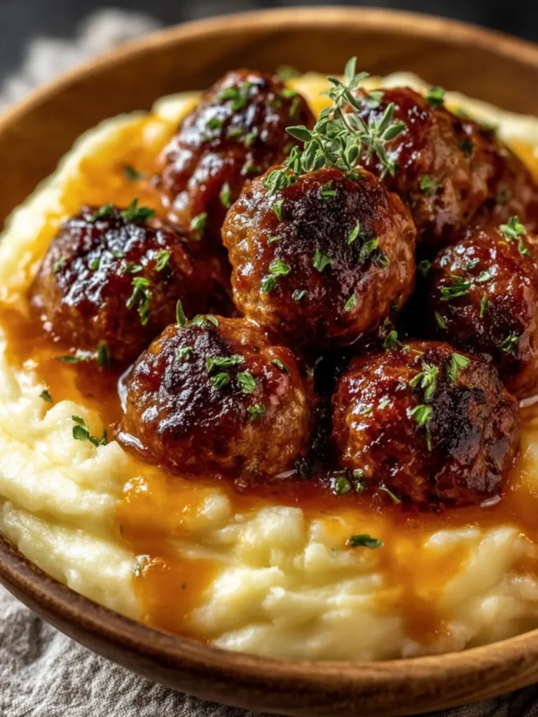 Savory Meatballs Over Mashed Potatoes First Image