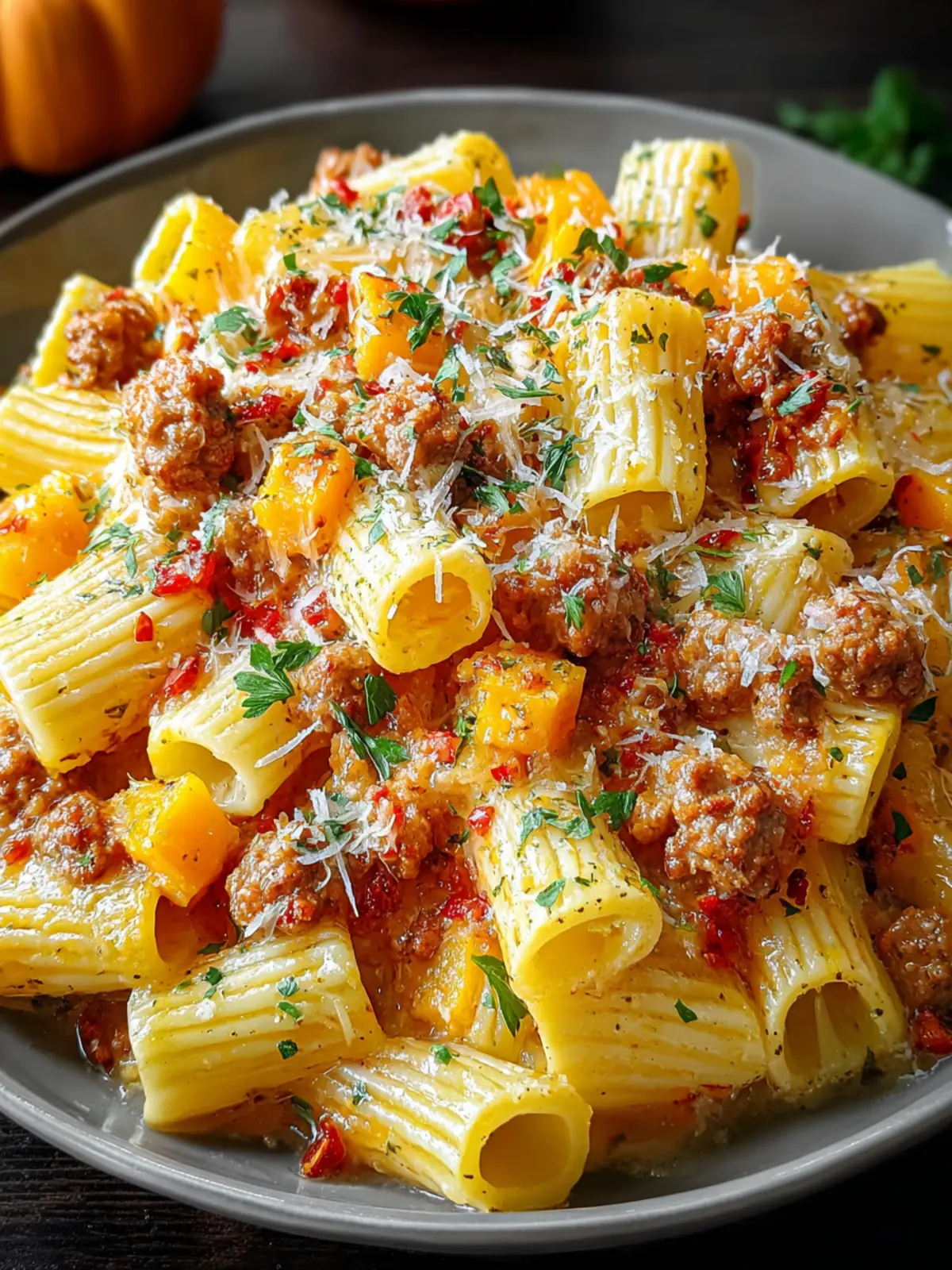 Creamy Rigatoni with Butternut Squash and Spicy Sausage First Image
