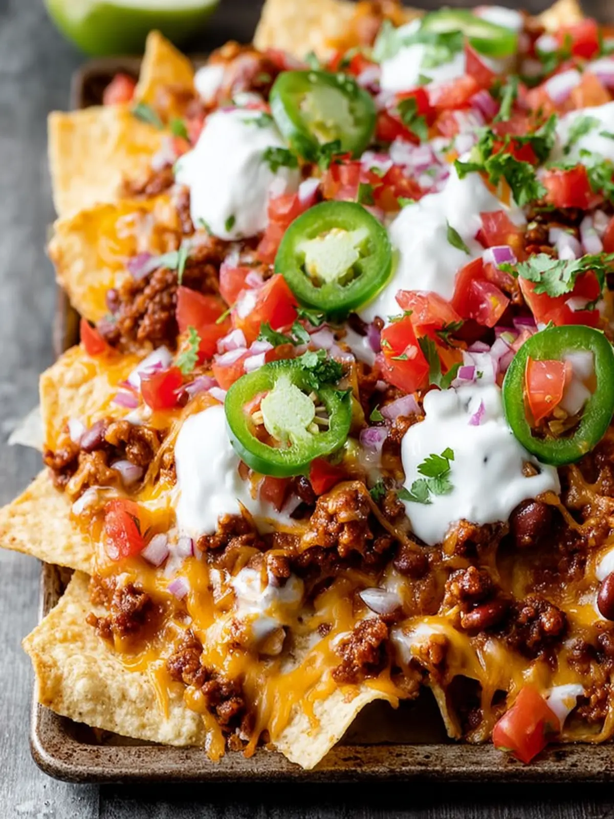 Loaded Nachos with Ground Turkey, Beans and Cheese First Image
