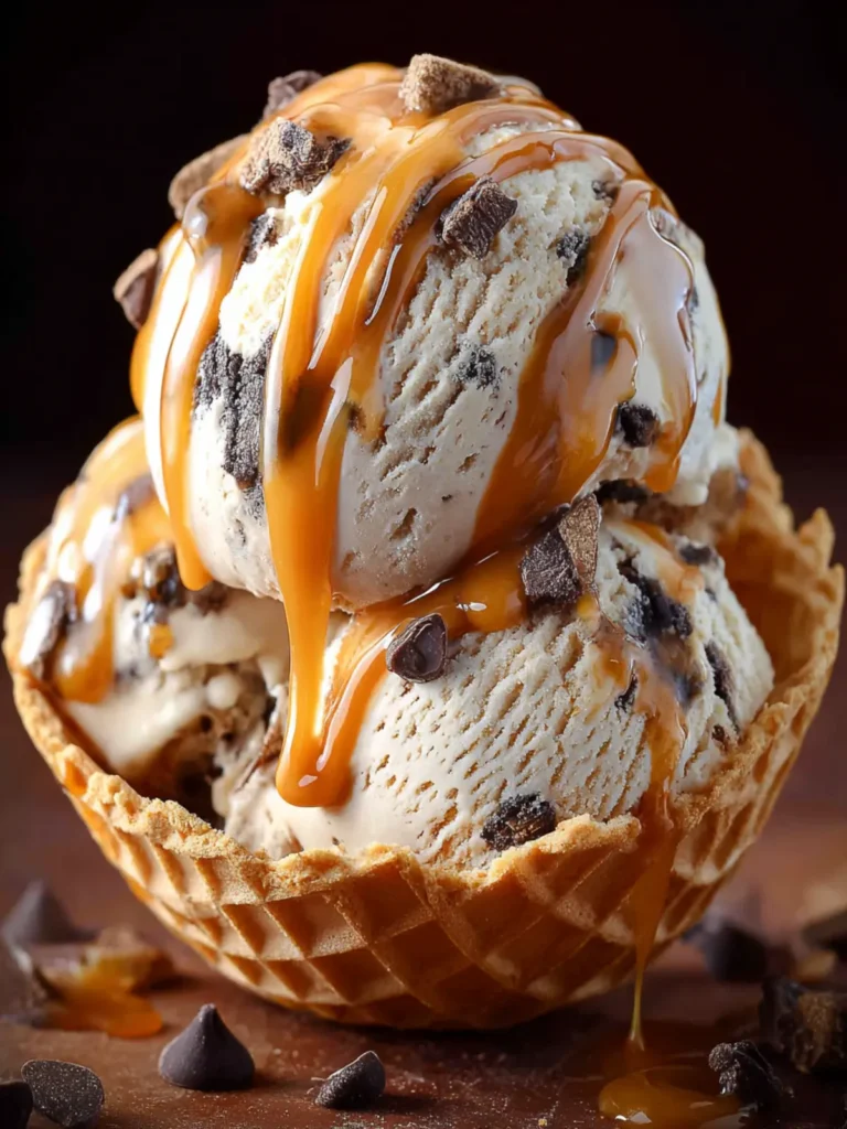 No Churn Caramel Chocolate Chunk Ice Cream First Image