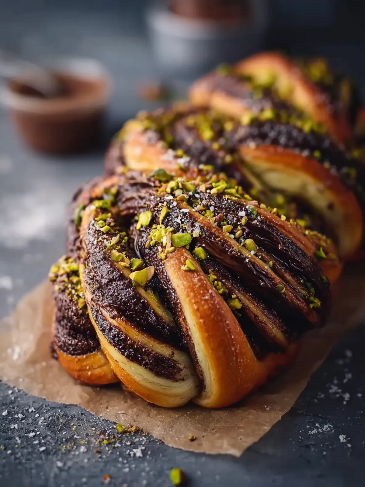 Chocolate and Salted Pistachio Babka Buns First Image