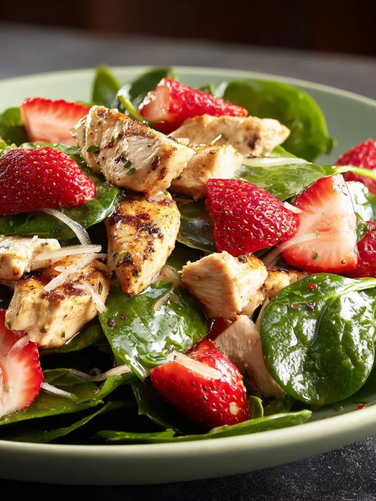 Zesty Chicken Strawberry Spinach Salad with Ginger-Lime Dressing First Image