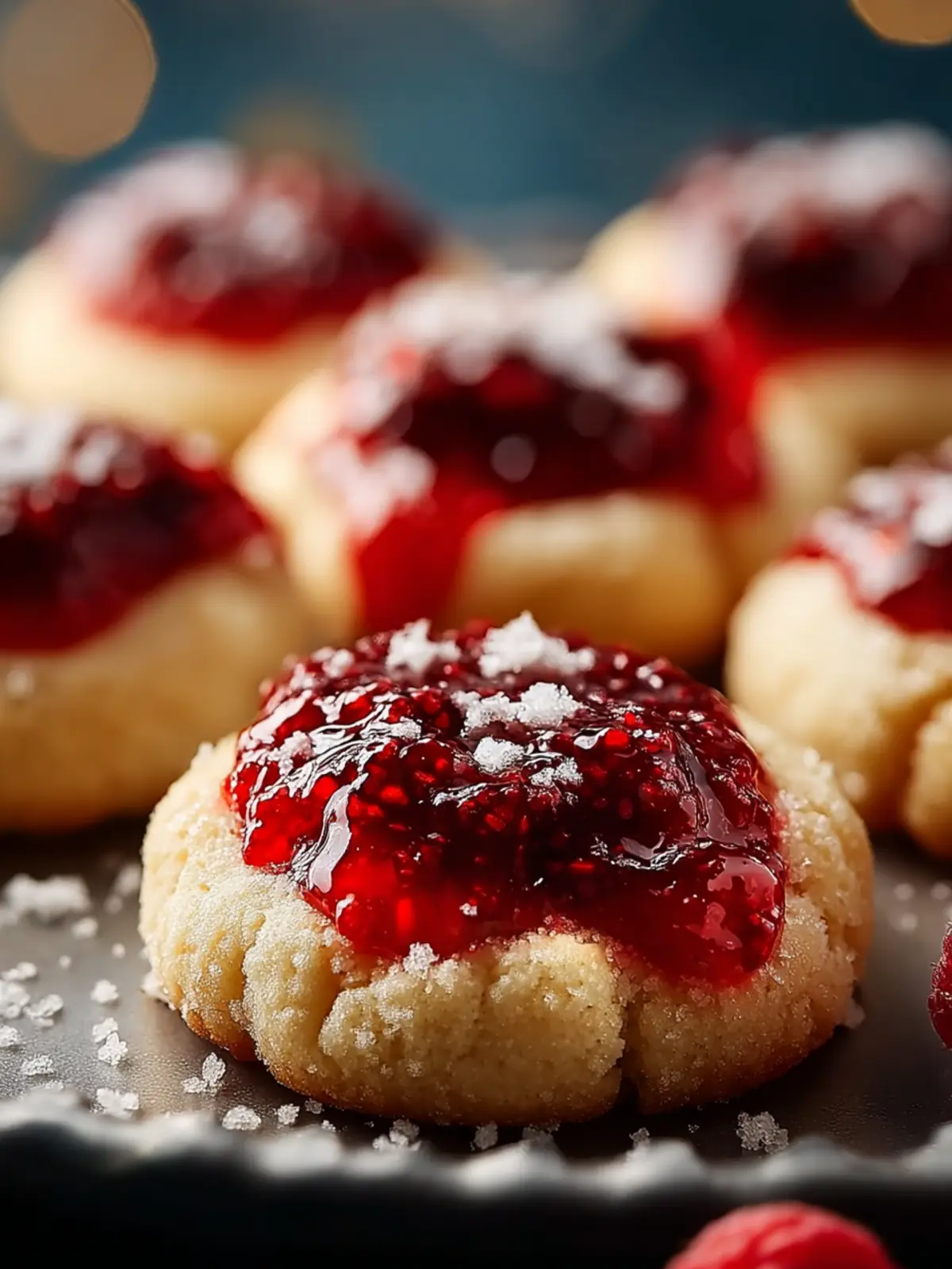 Christmas Thumbprint Cookies with Raspberry Jam First Image