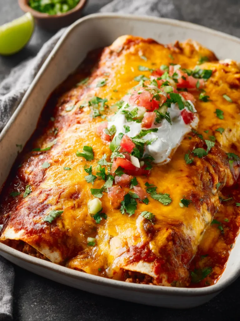 Easy Cheesy Beef Enchiladas with a Quick Canned Sauce First Image