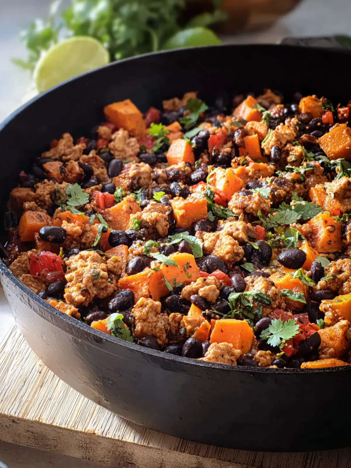 Sweet Potato Turkey Skillet with Black Beans, One Pan First Image