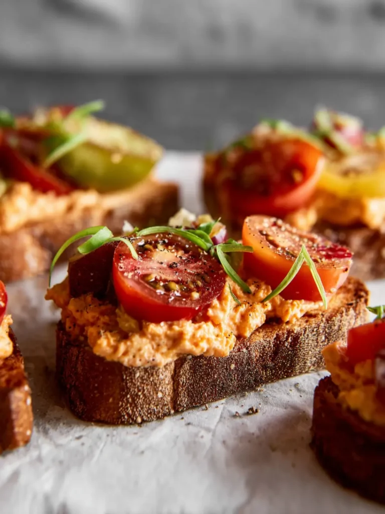 Pimento Cheese Toasts with Heirloom Tomatoes First Image