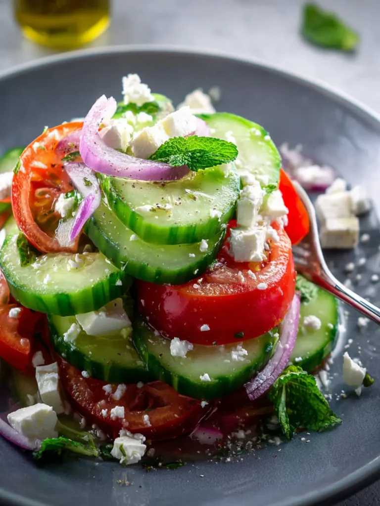 Greek Cucumber Tomato Feta Salad First Image