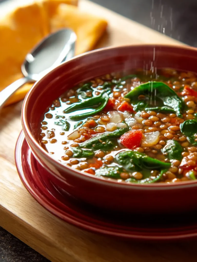 Vegetarian Lentil Spinach Soup First Image