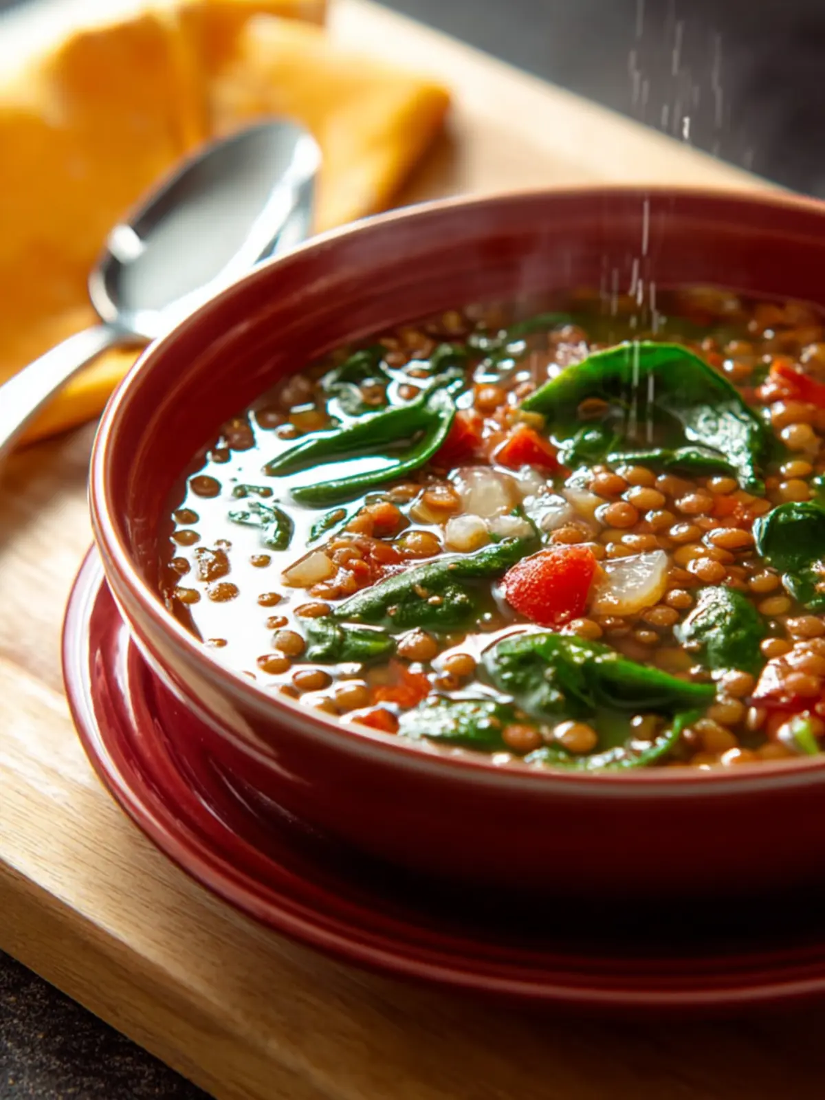 Vegetarian Lentil Spinach Soup First Image